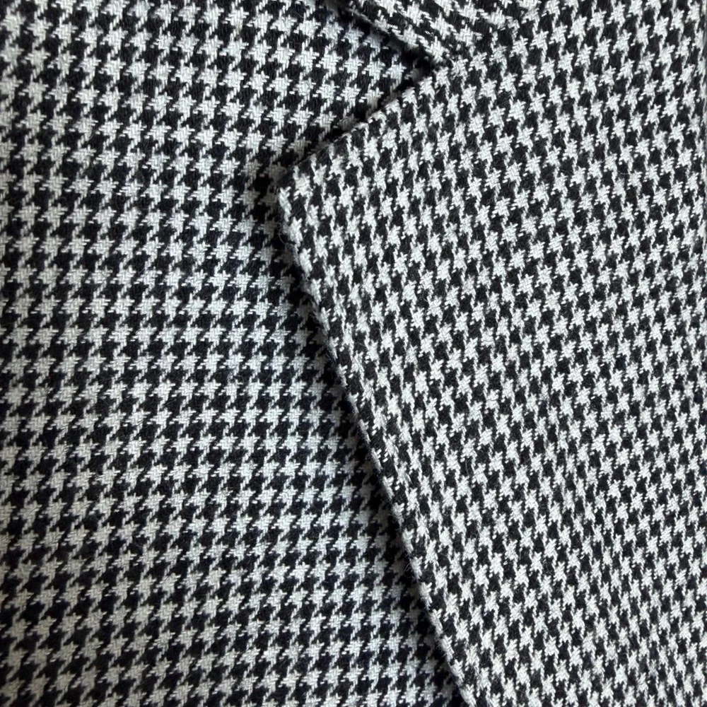 Banana Republic Mens 38S Tailored Fit Houndstooth Wool Blend Blazer Black White